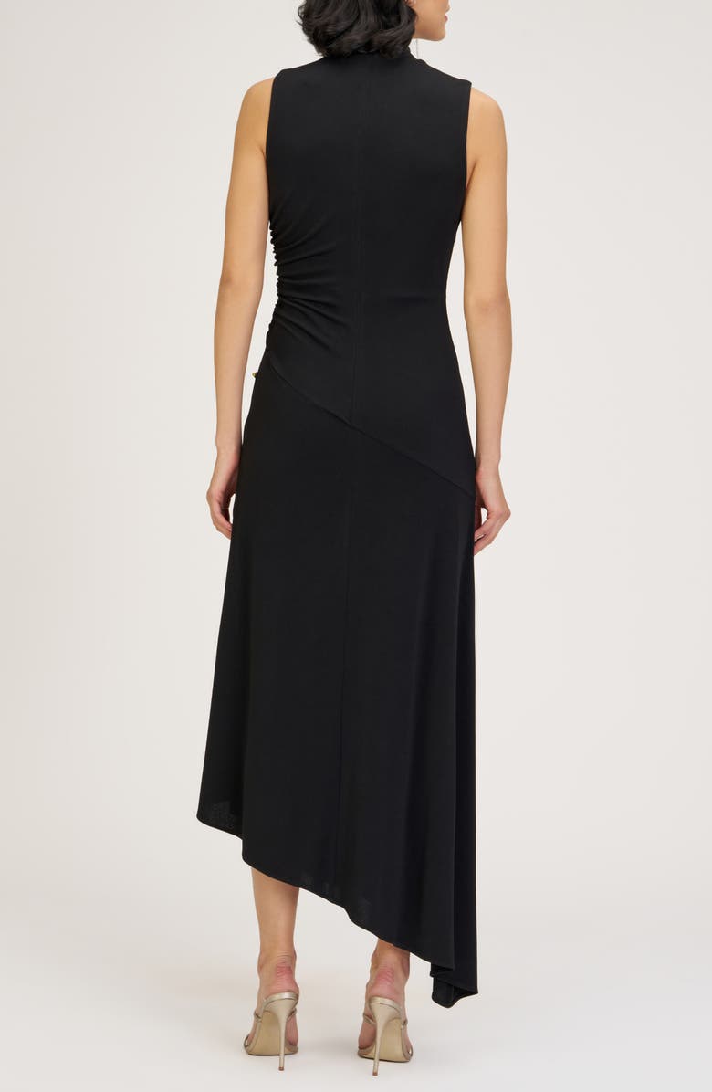 JS Collections Andrea Beaded Floral Detail Asymmetric Hem Gown, Alternate, color, Black