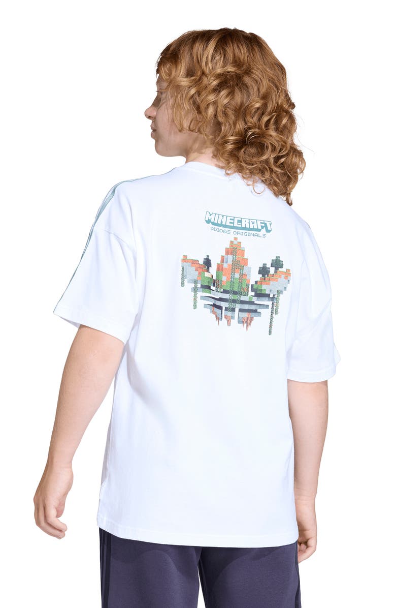 adidas Originals Kids' Minecraft 3-Stripes Graphic T-Shirt, Alternate, color, White