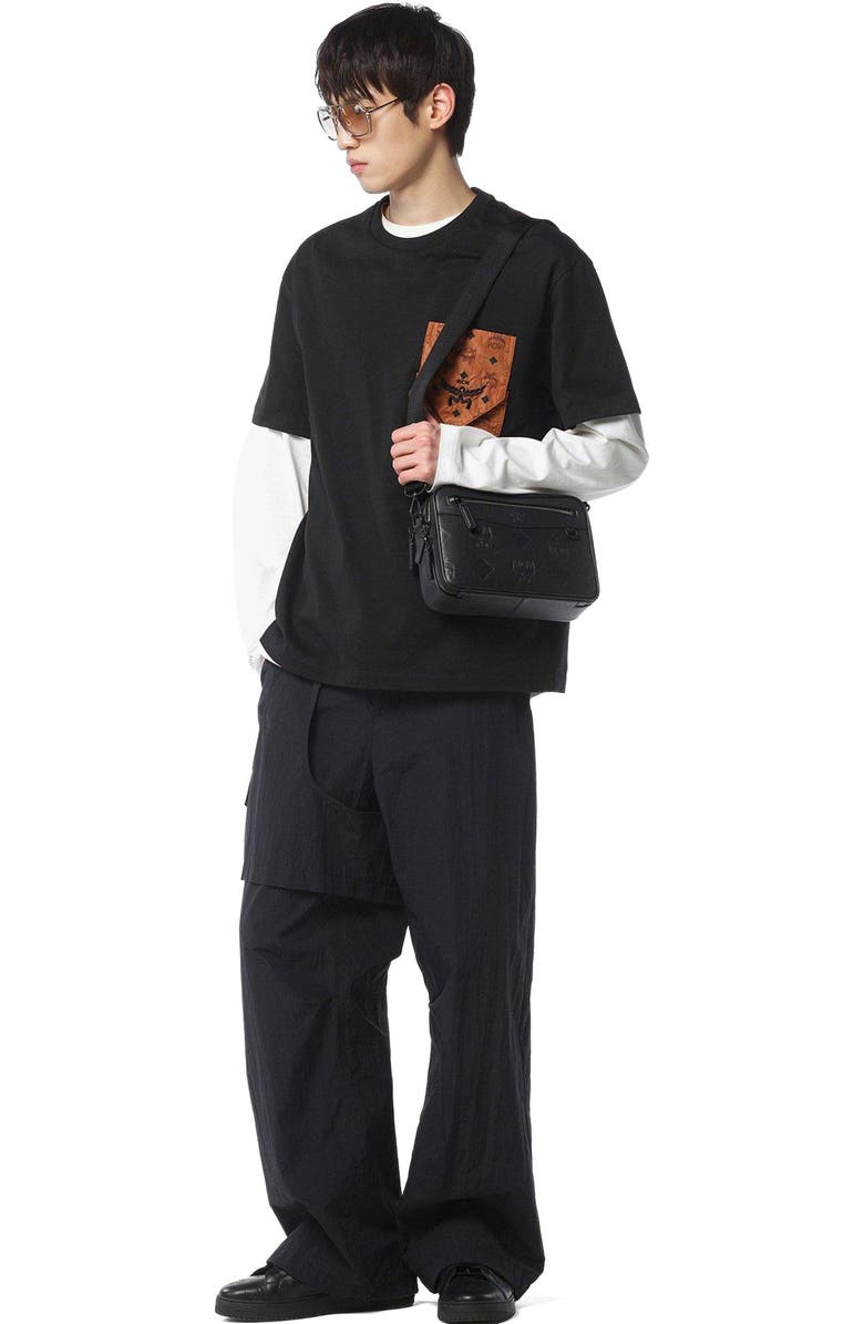 MCM Diamond Camera Bag in Maxi Monogram Leather, Alternate, color, Black