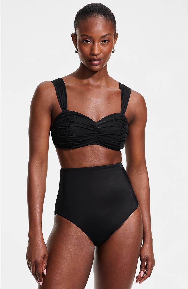Lands' End Slender Lite Sweetheart Shirred Bikini Top, Main, color, Black