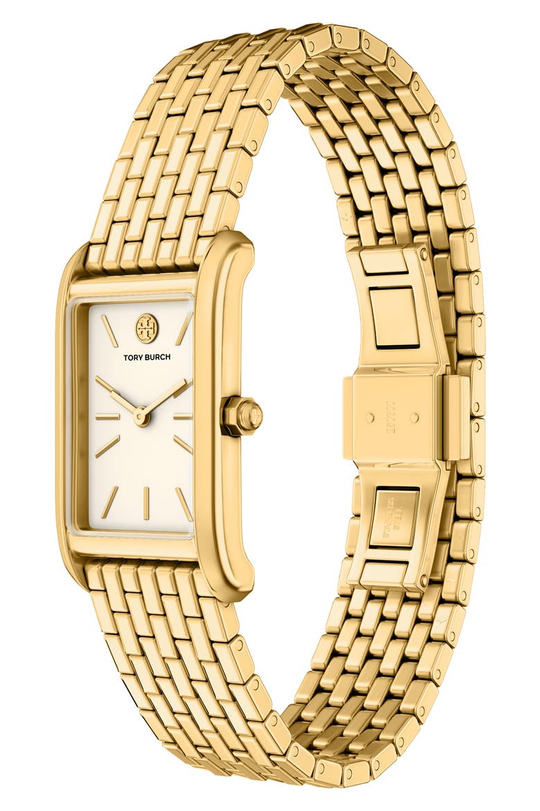 The Eleanor Slim Tank Bracelet Watch, 20mm x 34mm, Alternate, color, GOLD/ WHITE