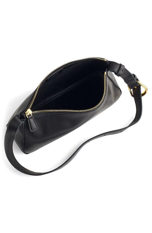 Madewell The Sculptural Buckle Leather Shoulder Bag In Black