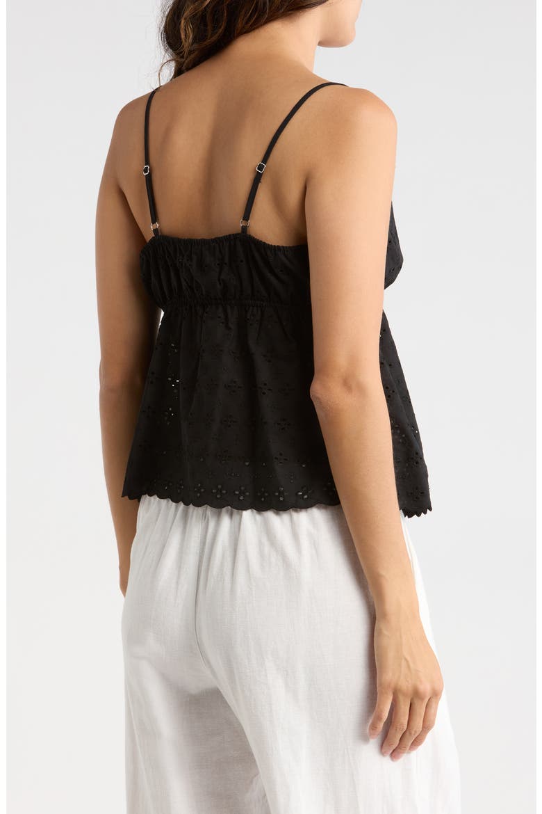 Eyelet Babydoll Cotton Camisole, Alternate, color, BLACK
