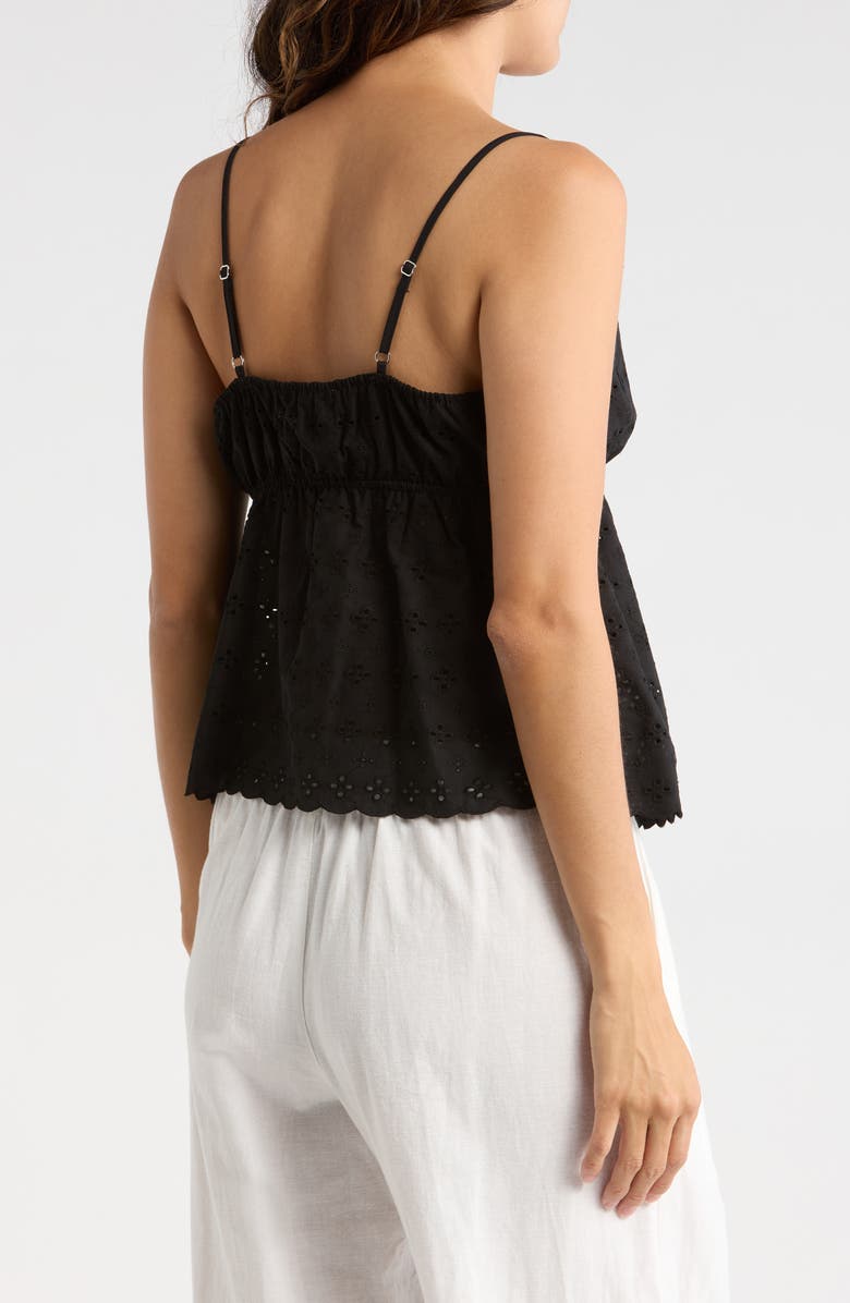 Madden Girl Eyelet Babydoll Cotton Camisole, Alternate, color, Black