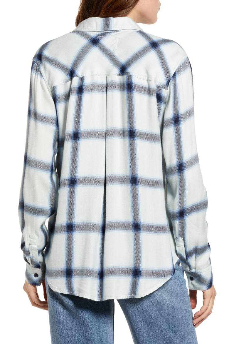 Hunter Plaid Button-Up Shirt, Alternate, color, WHITE GLACIER NAVY