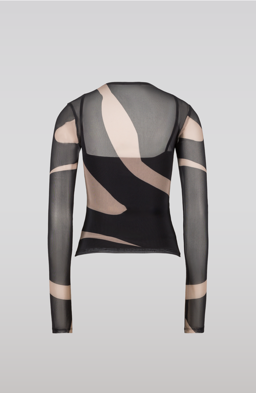 Saemdi Black & Nude Mesh Top In Multi