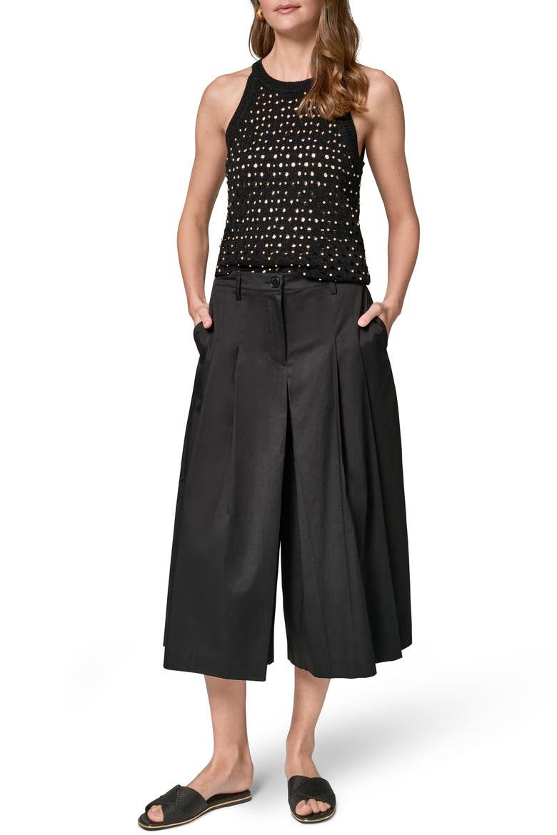 Pleated Crop Pants, Alternate, color, BLACK