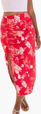 LASCANA Ruched Slit Midi Skirt