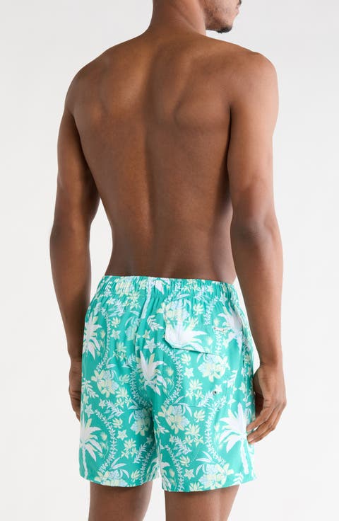 Palms Floral 4 Way Stretch Volley Swim Trunks