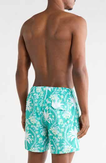 Vintage Summer Palms Floral 4 Way Stretch Volley Swim Trunks