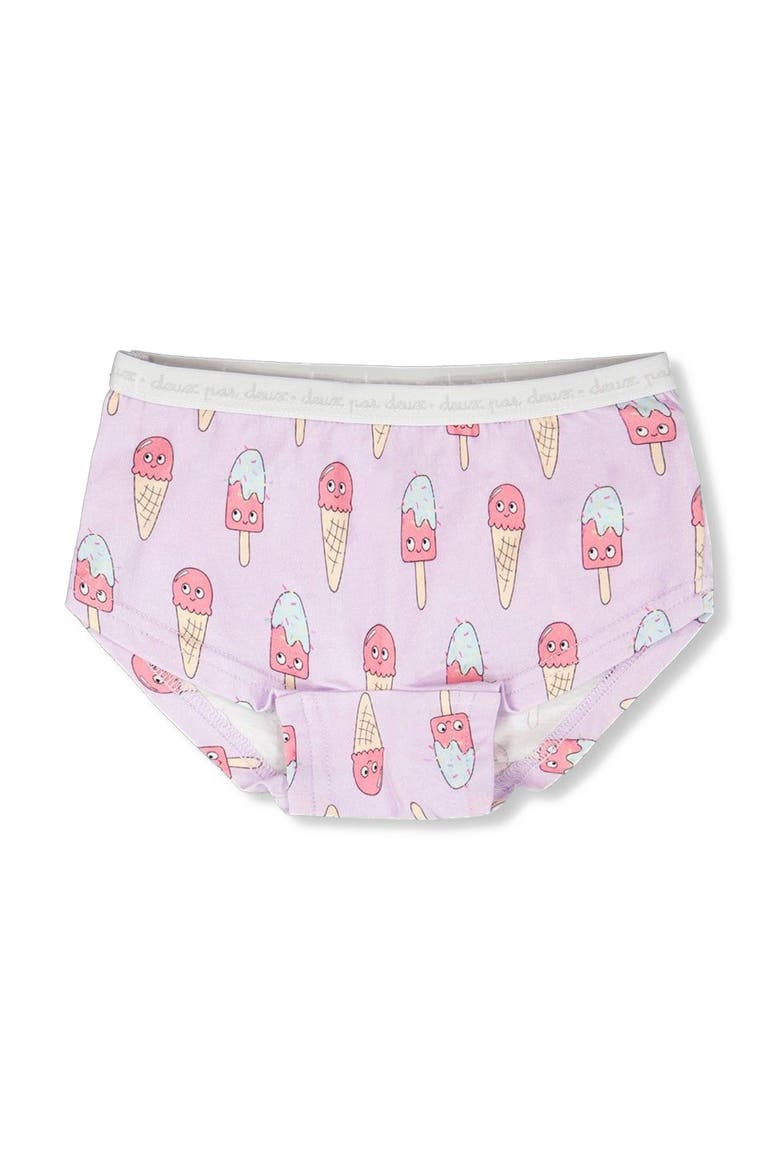 Organic Cotton Ice Creams Boyshort Panty, Main, color, Lilac Printed Ice Creams