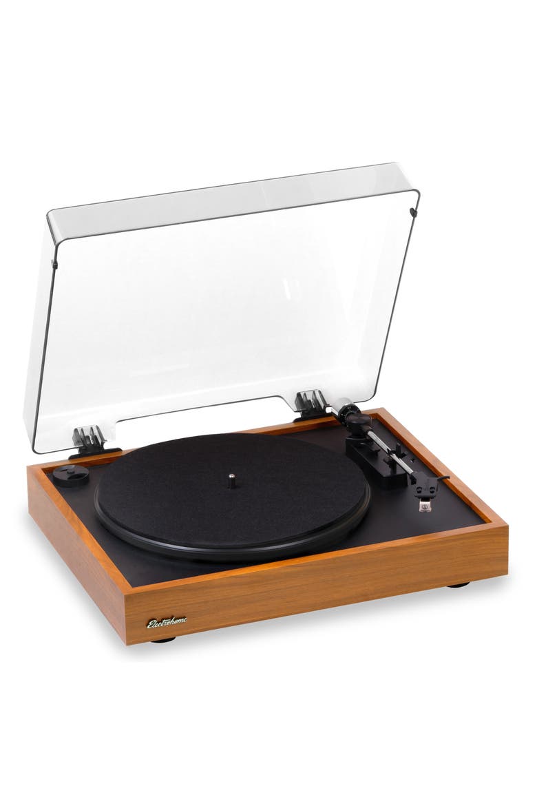 Vinyl Record Player Belt-Drive Turntable, Built-in Preamp, Auto-Stop, Main, color, Teak