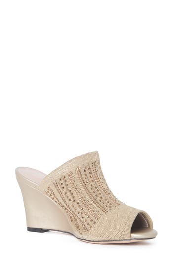 Lauren Lorraine Martha Wedge Slide Sandal In Gold