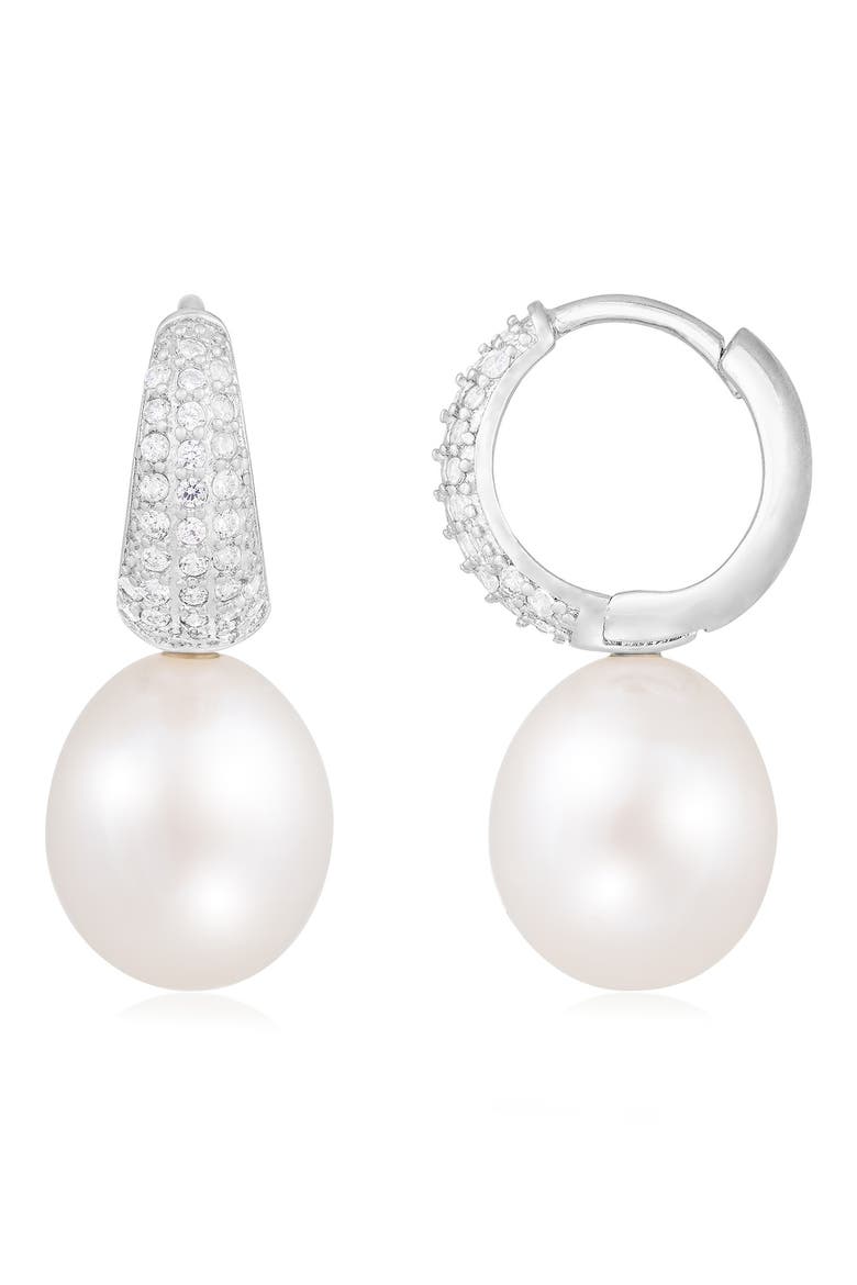 Freshwater Pearl Hoop Earrings, Alternate, color, WHITE