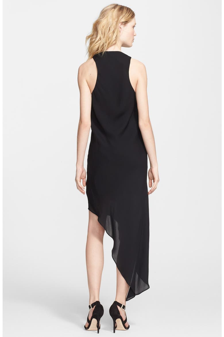 Asymmetrical Silk Dress, Alternate, color, BLACK