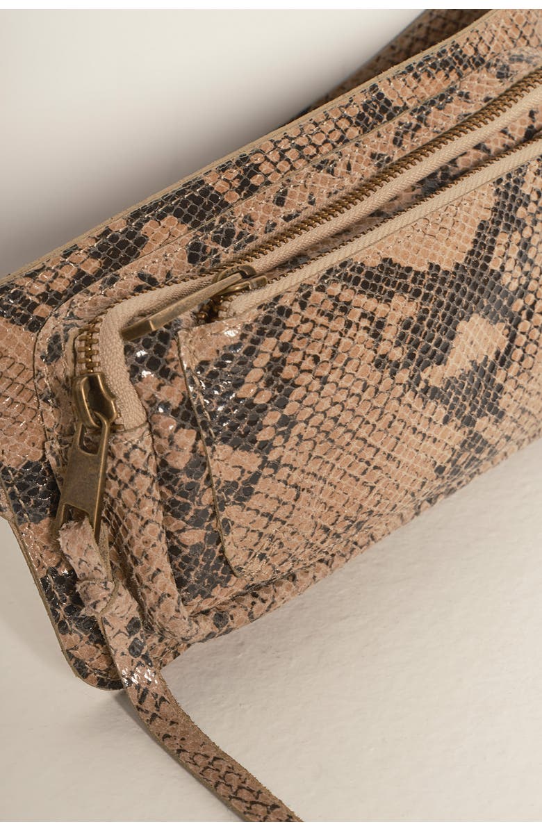 Free People Avalon Leather Sling Bag, Alternate, color, Snake Print Tan