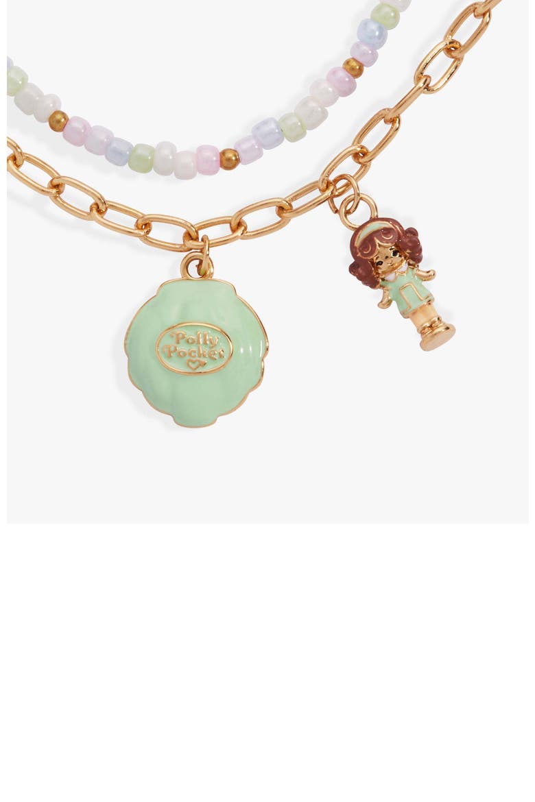 Polly Pocket 2 Row Charm Bracelet, Alternate, color, Gold