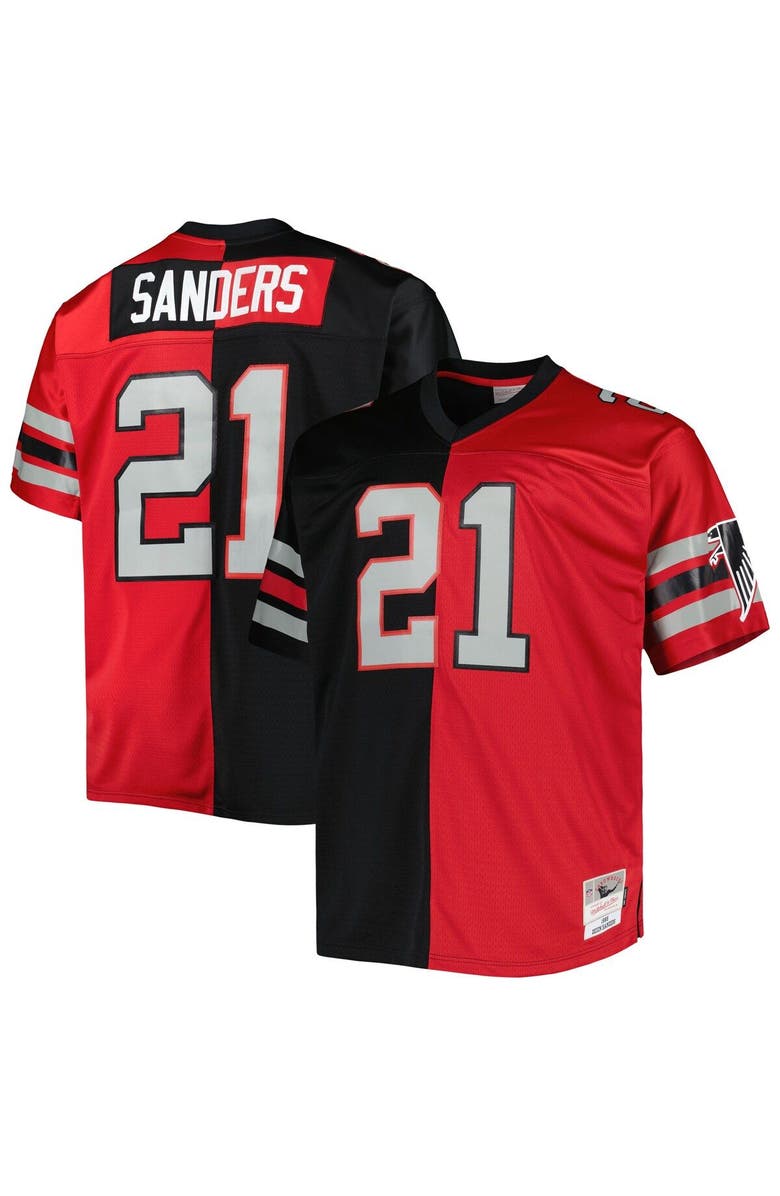 Mitchell & Ness Men's Mitchell & Ness Deion Sanders Black/Red Atlanta Falcons Big & Tall Split Legacy Retired Player Replica Jersey, Main, color,