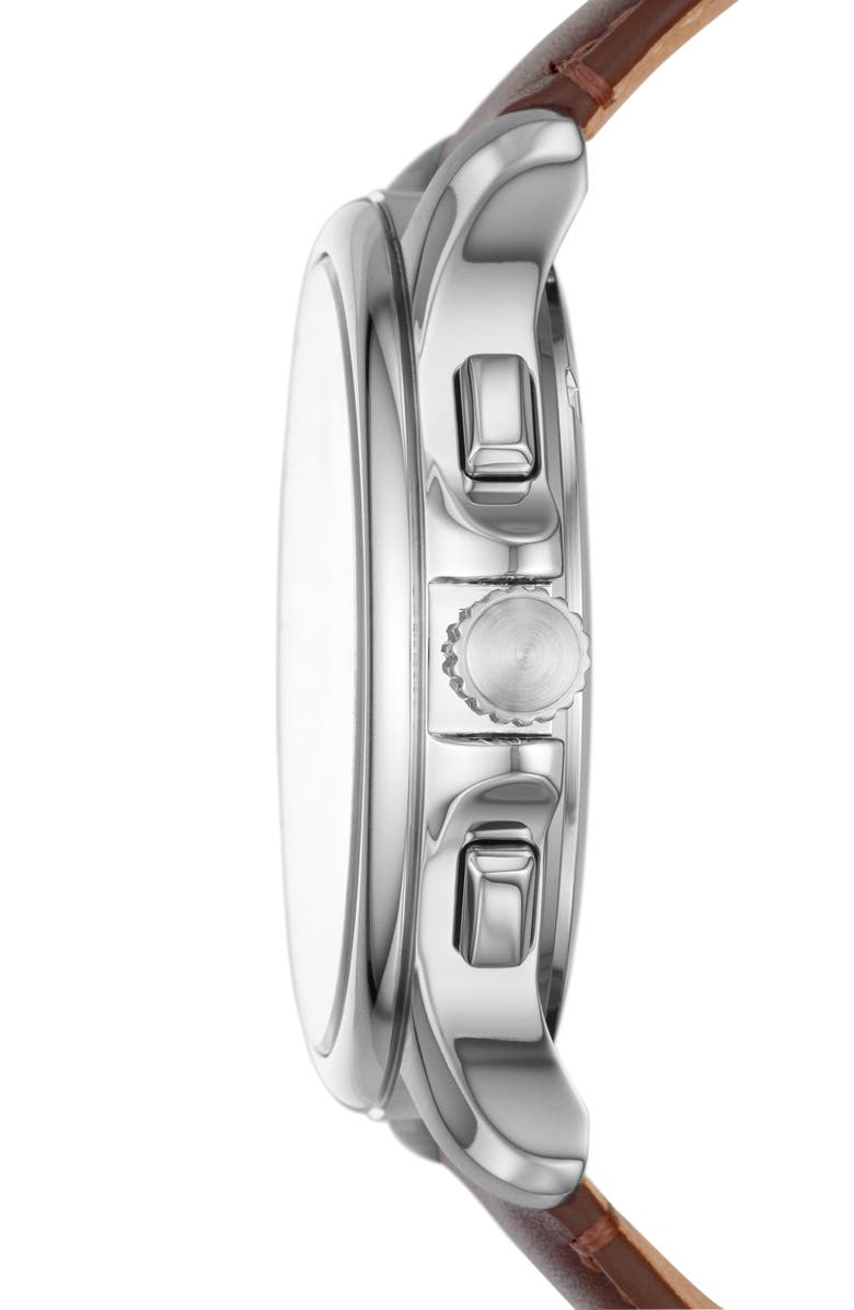 Fossil Monty Chronograph Leather Strap Watch, 44mm, Alternate, color, 