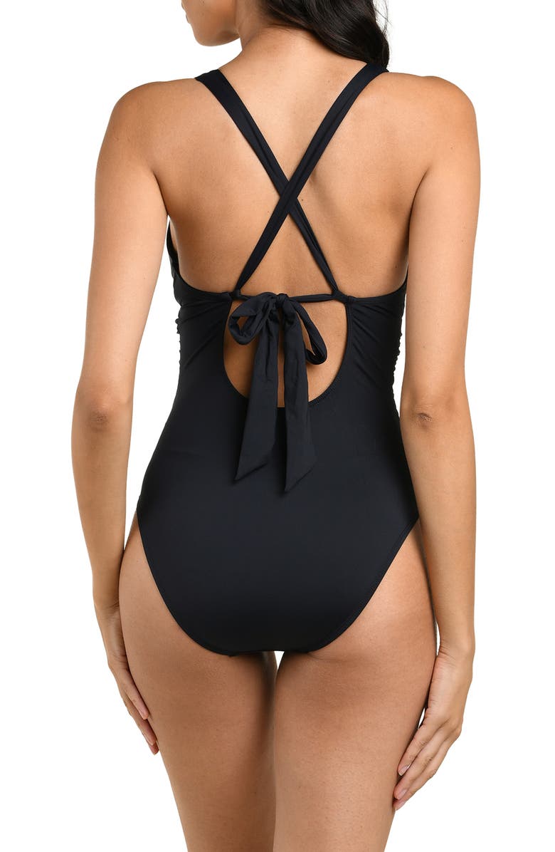 La Blanca Island Plunge One-Piece Swimsuit, Alternate, color, Black