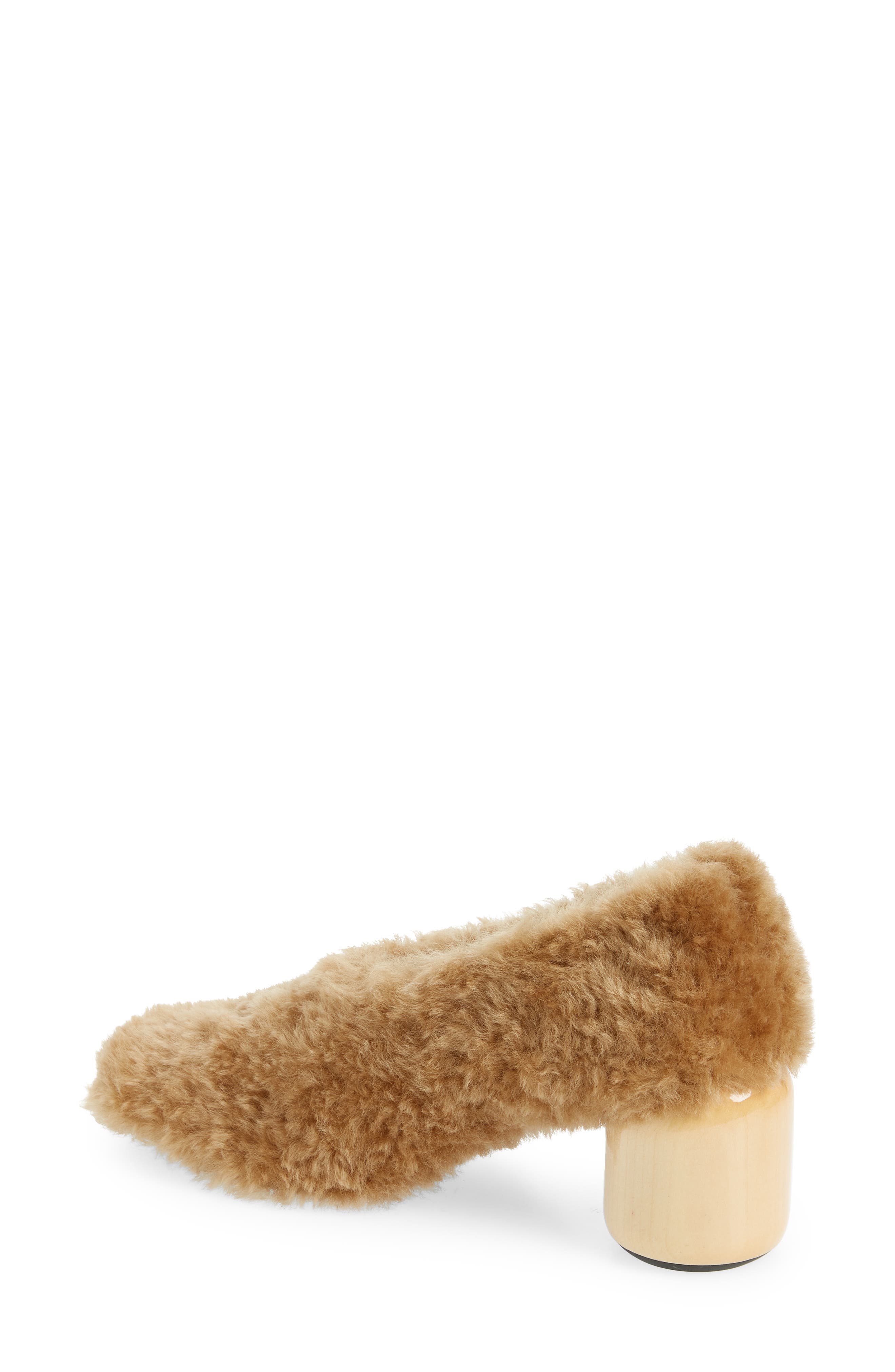 Jil Sander Bulb Genuine Shearling Pump, Alternate, color, 