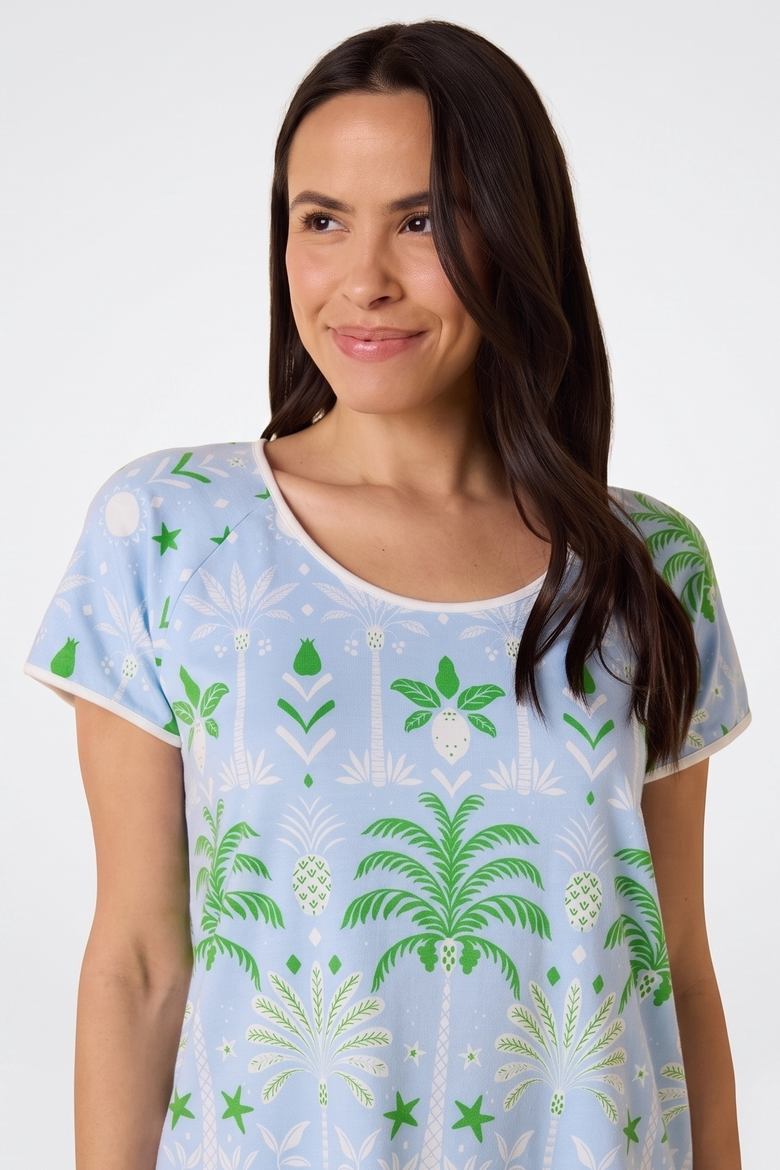 Pima Knit Short Sleeved Simple Set Conversational, Alternate, color, Tropicana Palm