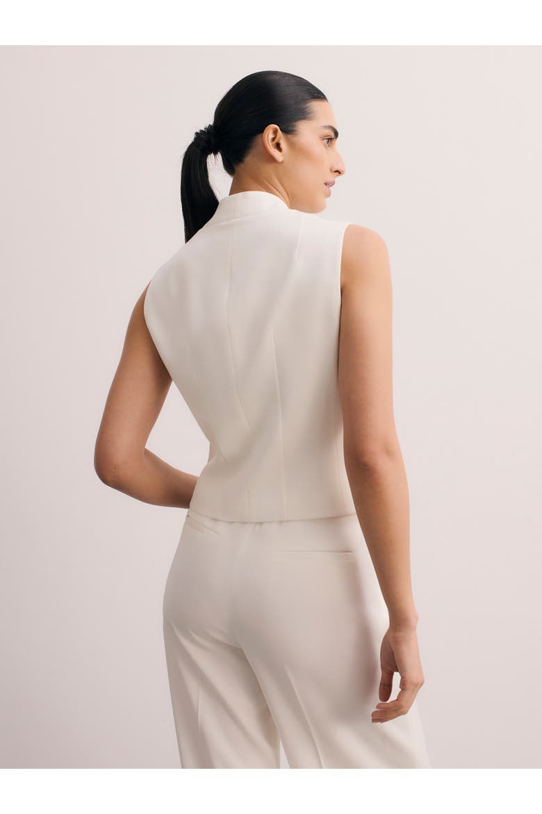 Draped V-Neck Tailored Waistcoat, Alternate, color, Ivory