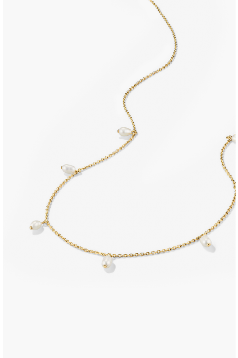Tiny Pearl Station Necklace, Alternate, color, 18k Gold Vermeil / Pearl