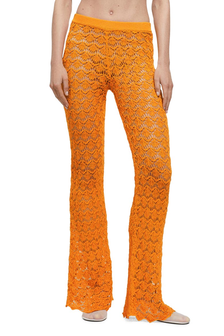 Open Stitch Flare Cover-Up Pants, Main, color, ORANGE