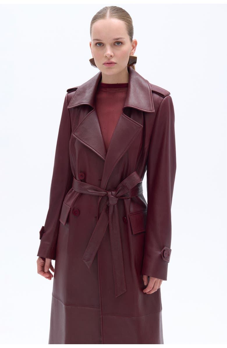 Nocturne Faux Leather Trench Coat, Alternate, color, 