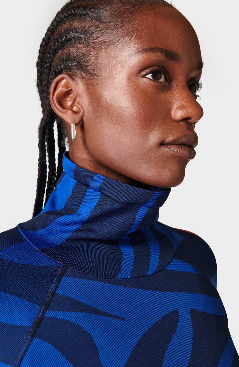 Sweaty Betty Animal Print Funnel Neck Base Layer Top, Alternate, color, 