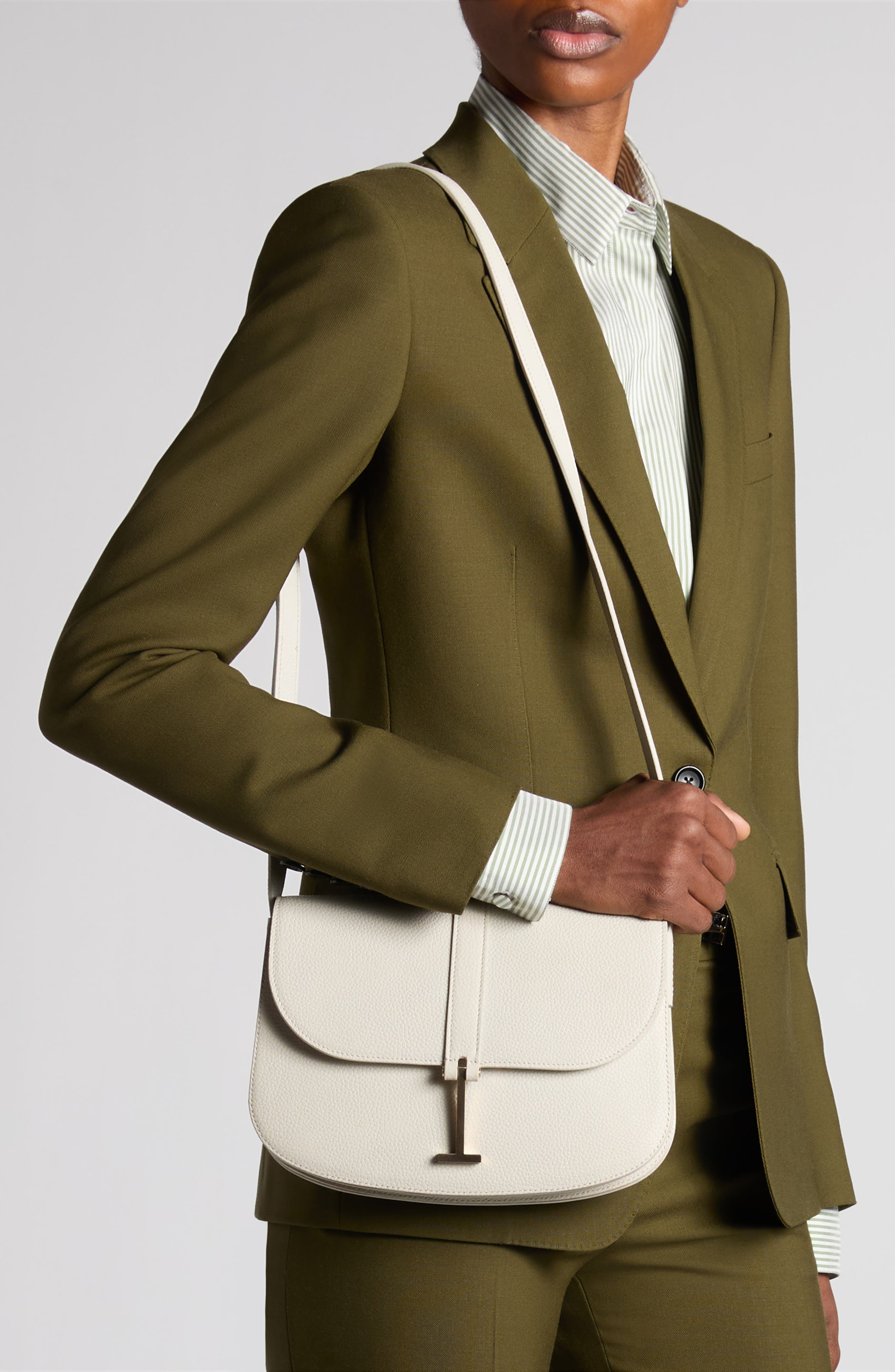 Small Kara Grain Leather Crossbody Bag, Alternate, color, DOVE GREY