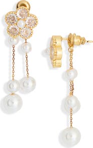 EYE CANDY LOS ANGELES Divya Cubic Zirconia Flower Faux Pearl Drop Earrings