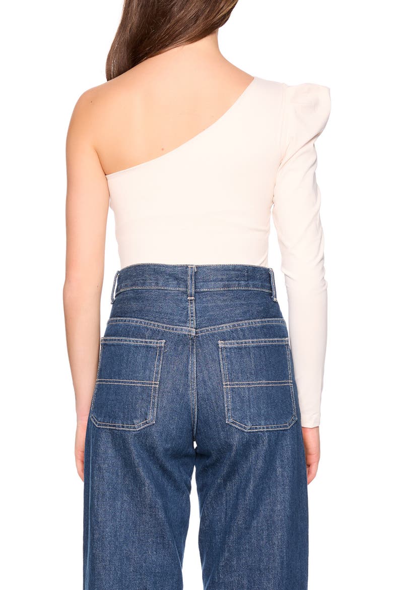 Pleated One-Shoulder Knit Top, Alternate, color, BLANCHED ALMOND