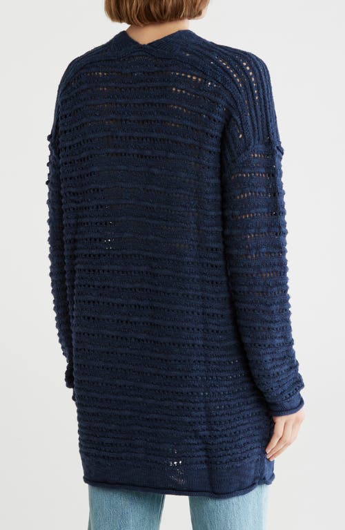 Lucky Brand Textured Cotton Blend Long Cardigan