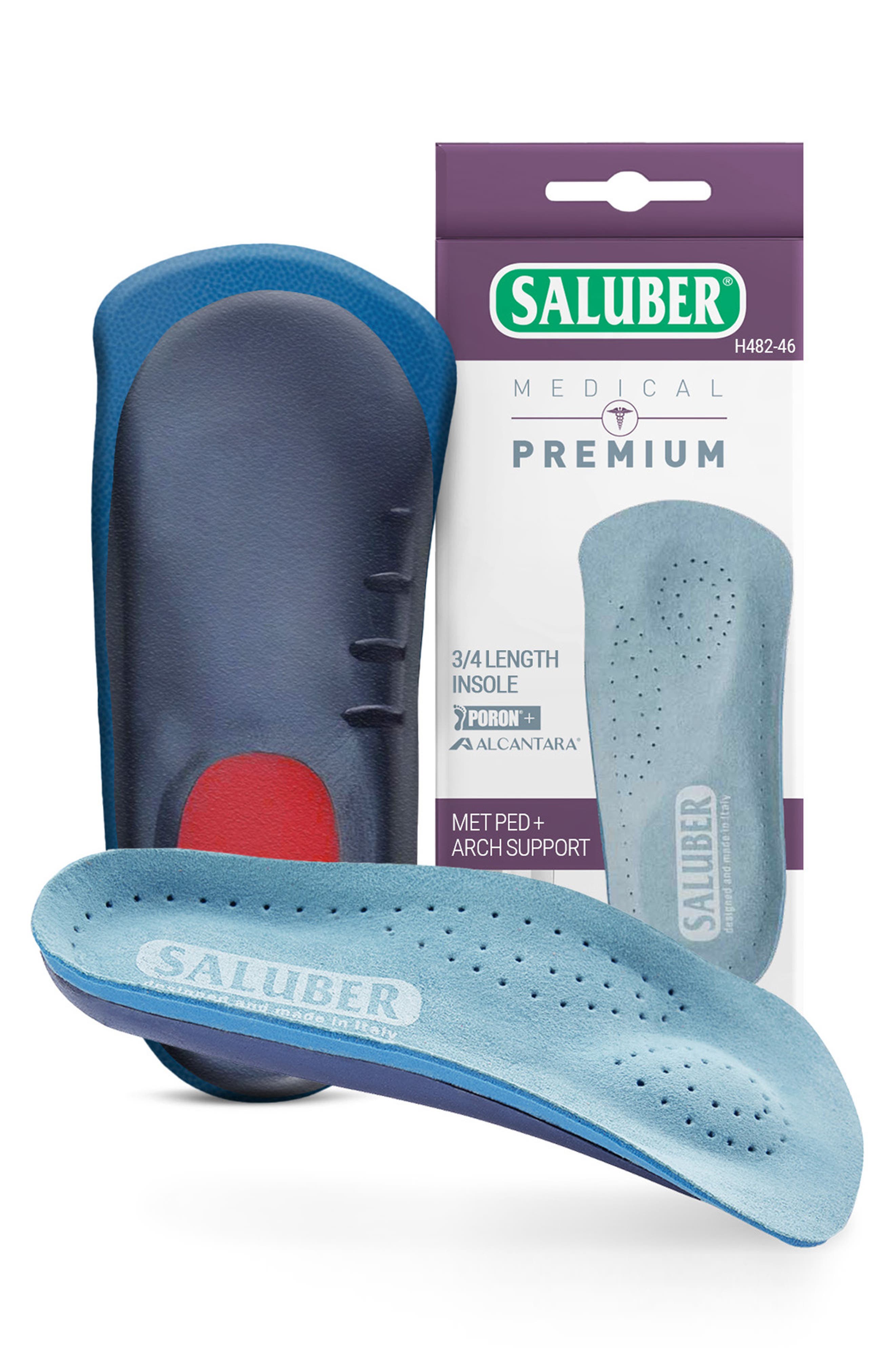 Premium Three Quarter Length Orthotic Insole, Main, color, BLUE