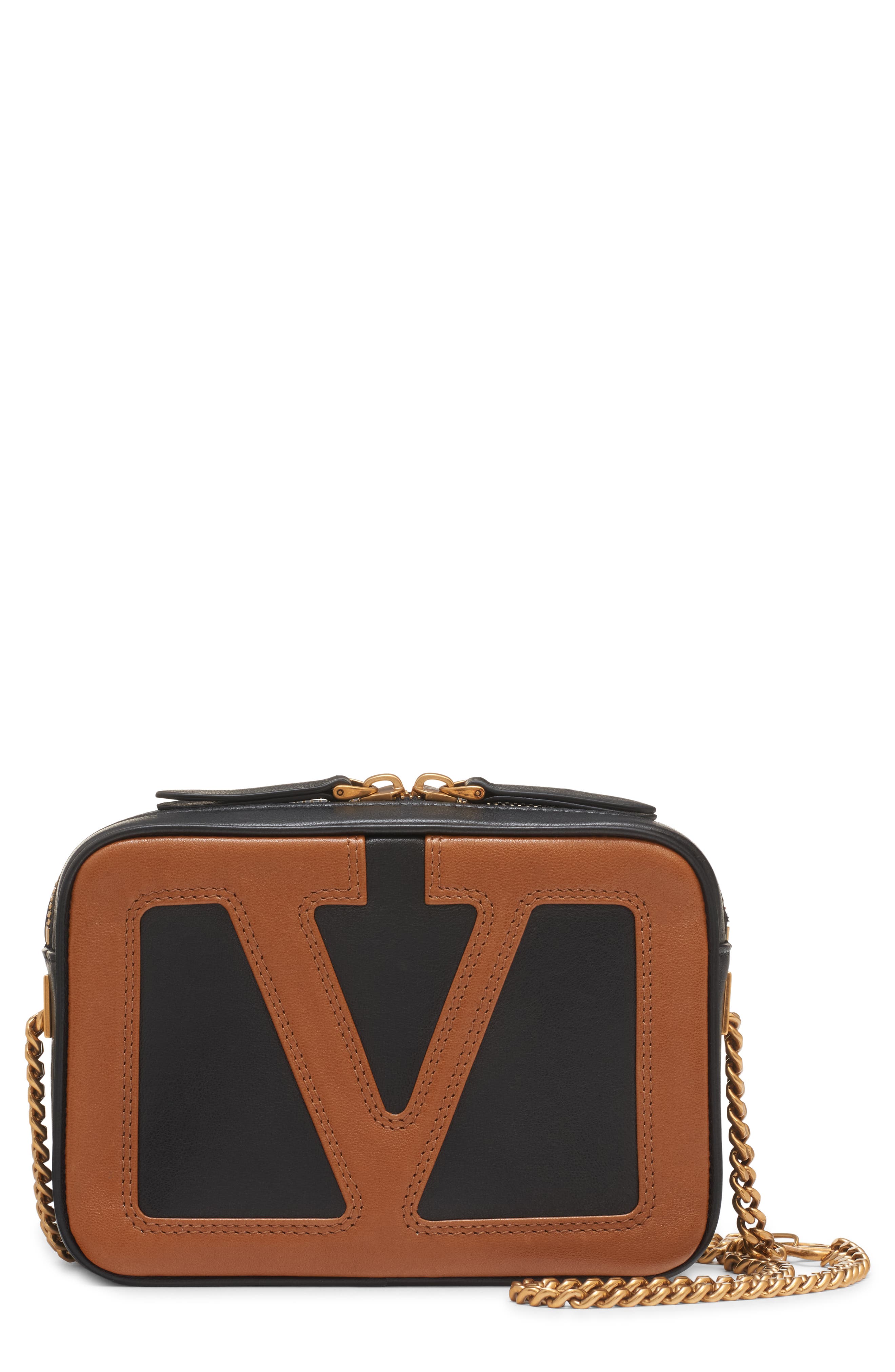 Valentino Garavani Viva Superstar Leather Belt Bag, Main, color, Nero/ Spice