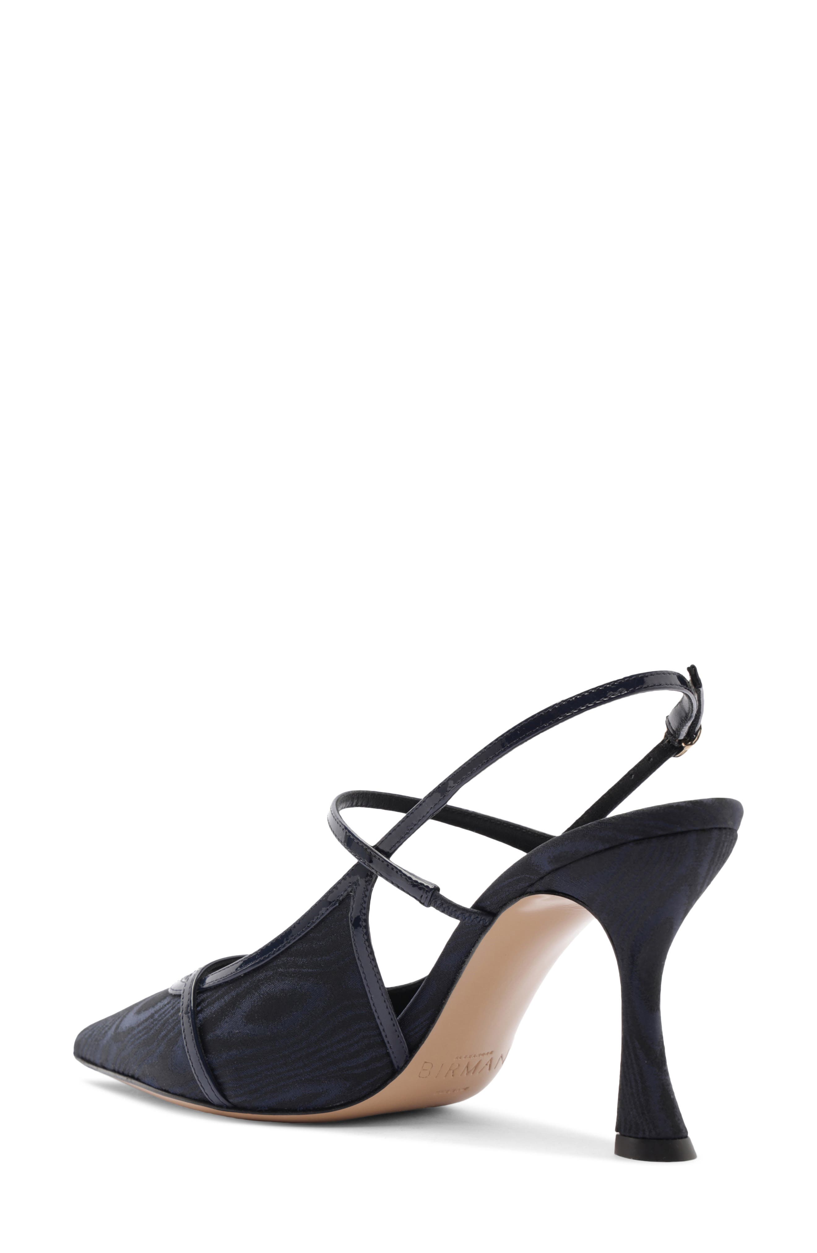 Tita Moiré Pointed Toe Slingback Pump, Alternate, color, MARINO OSCURO/DARK BLUE