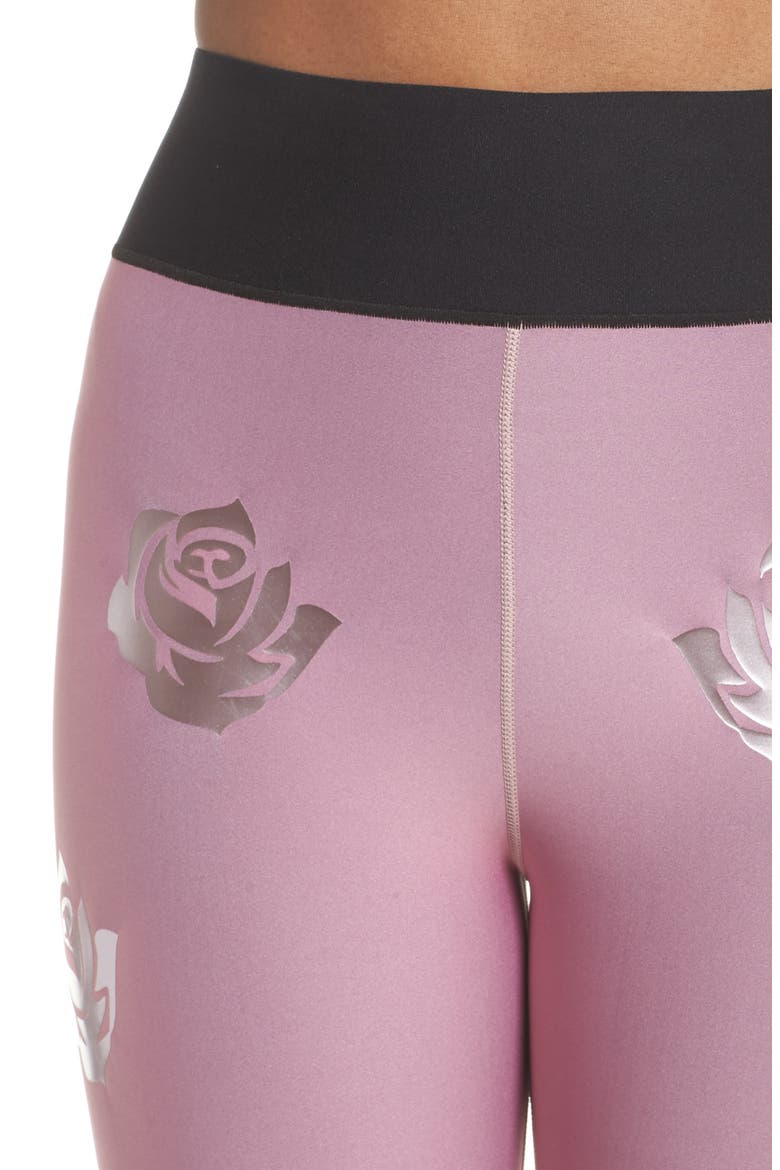 Rosette Print Ultra High Waist Leggings, Alternate, color, ROSE