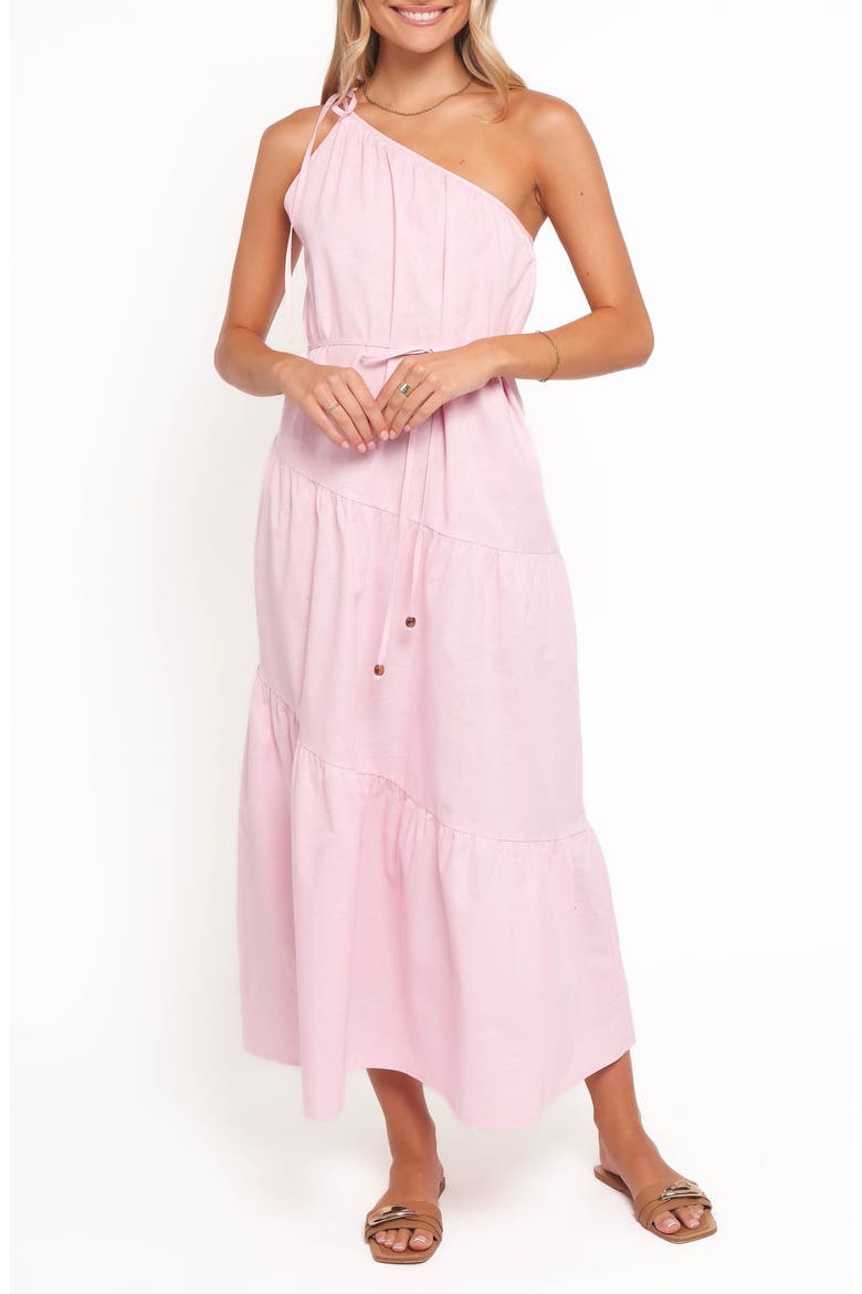 Hilde One-Shoulder Cotton & Linen Maxi Dress, Main, color, PINK