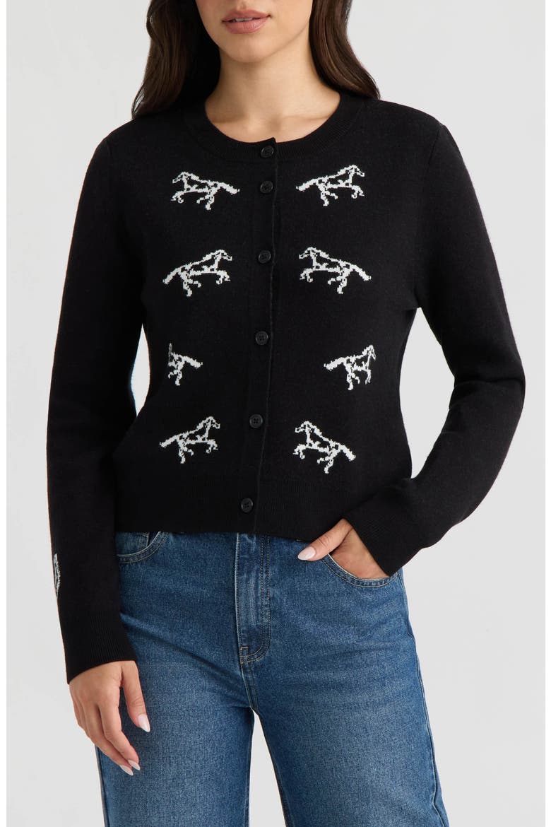 Horse Cardigan, Main, color, BLACK