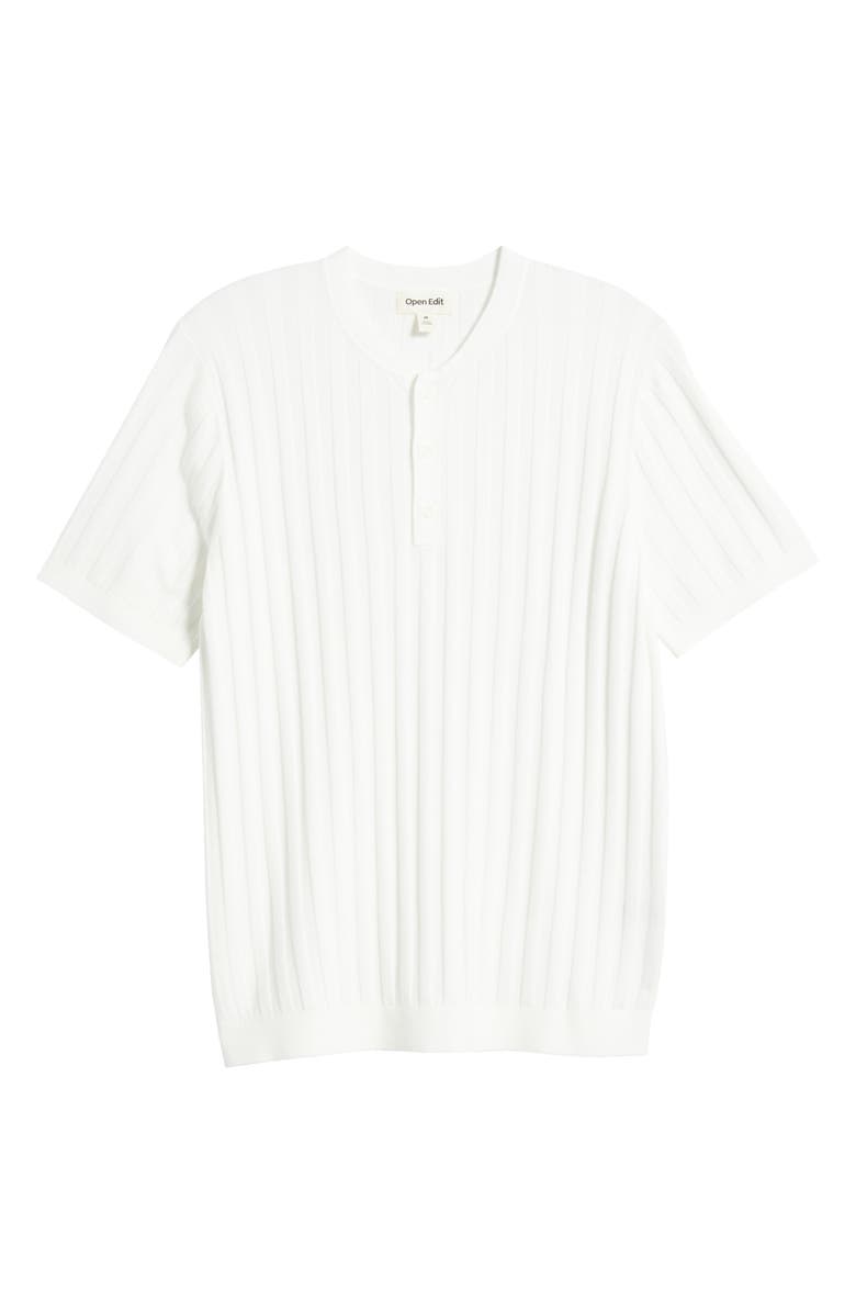 Open Edit Short Sleeve Henley Sweater, Alternate, color, White