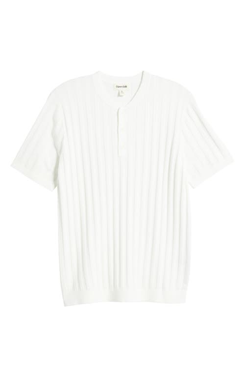 Open Edit Short Sleeve Henley Sweater In White