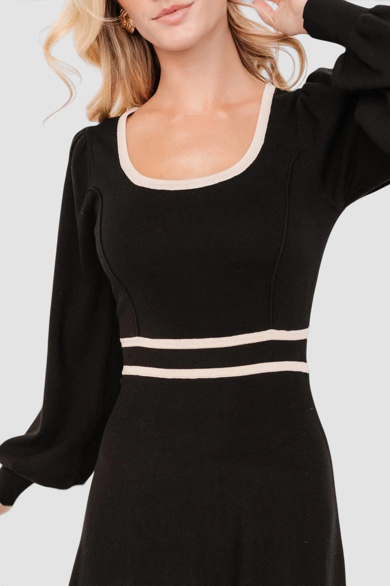 Winslet Knit Dress, Alternate, color, Black + Cream