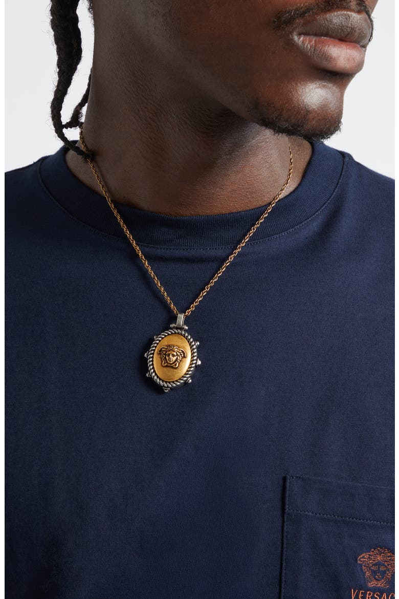 Men's Tivoli Medusa Medallion Pendant Necklace, Alternate, color, PALLADIUM 82-GOLD