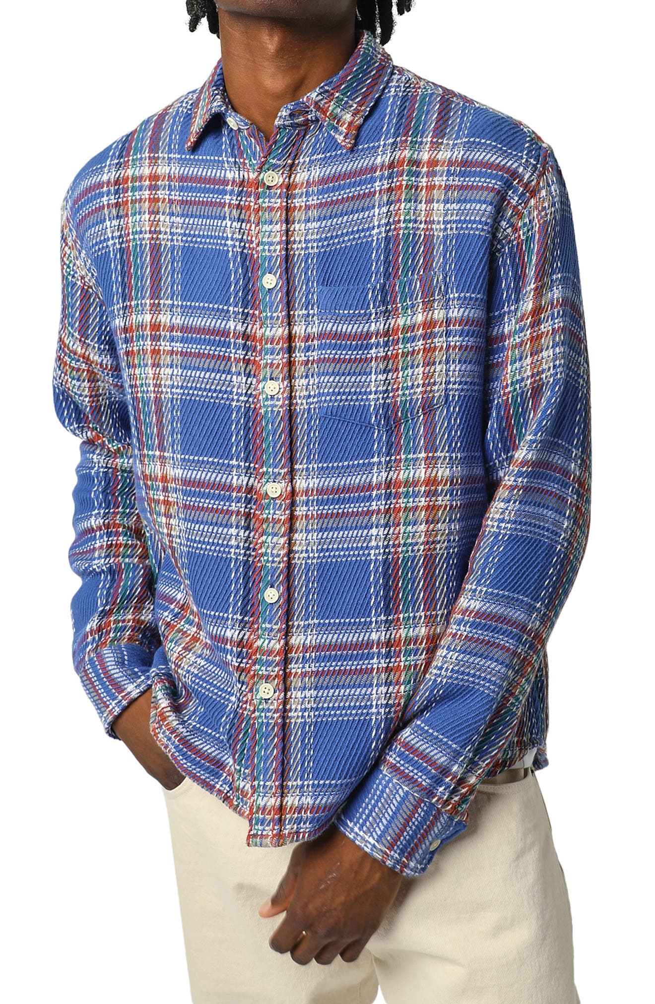 Big Twill Plaid Cotton Button-Up Shirt