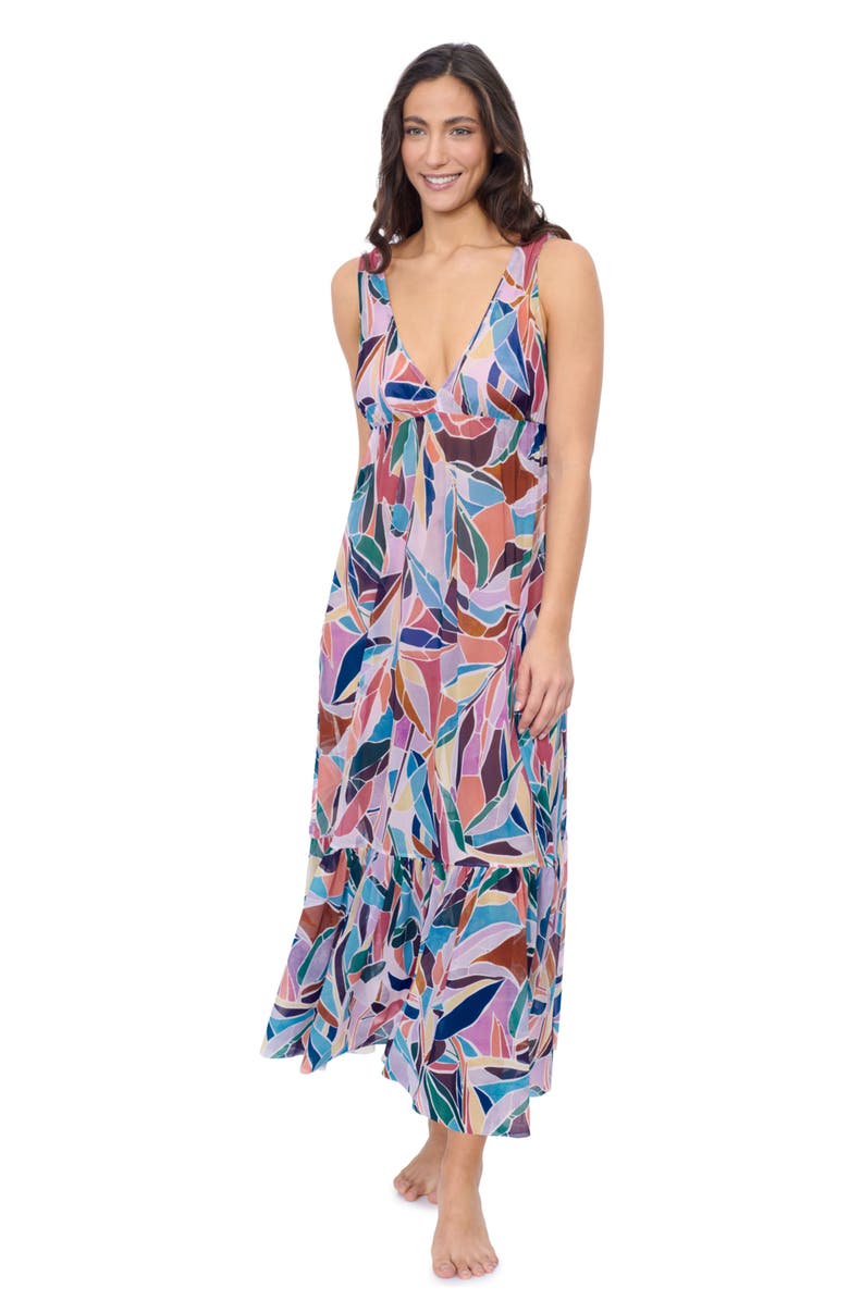 Profile by Gottex Aura V Neck Maxi Mesh Dress, Main, color, 