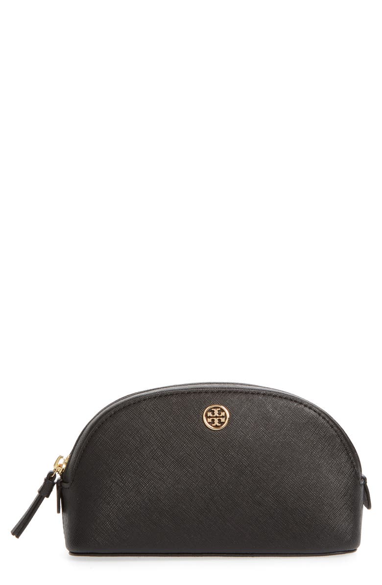 Tory Burch Robinson Small Leather Cosmetic Bag, Main, color, 