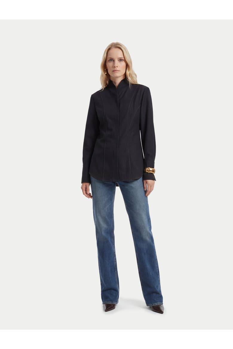 Cashmere Stand-Collar Shirt, Main, color, black