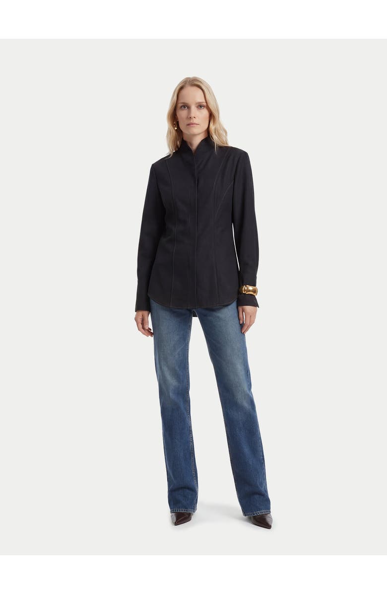 Gobi Cashmere Cashmere Stand-Collar Shirt, Alternate, color, Black